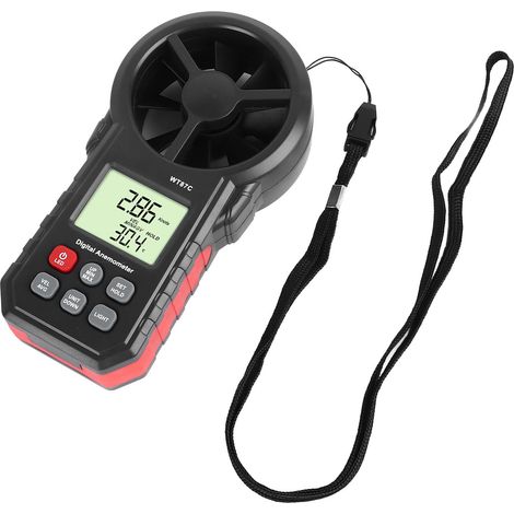 Digital Anemometer LCD Backlit Display Maximum Minimum Average Wind Speed and Temperature Tester (1/5)