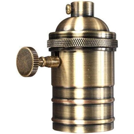 Douille de lampe - Douille à vis E27 en bronze antique avec interrupteur, 72 mm  34 mm, laiton antique