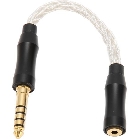 Câble audio adaptateur en cuivre monocristallin 2,5 mm femelle vers 4,4 mm mâle pour casque et haut-parleurs, 14 cm / 5,5 pouces, argent (1/5)
