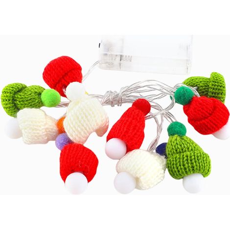 Guirlande Lumineuse Chapeau De Père Noël - 150 cm - 10 Lumières LED - Piles AA Non Incluses - Décoration Intérieure Noël (1/5)