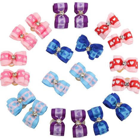 Lot de 20 nœuds pour animaux, élastiques, polyester, toilettage chien chat lapin, fêtes mariages (1/5)