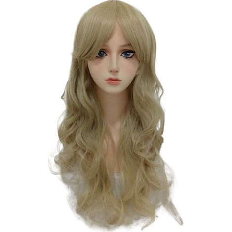 Lange, lockige Perücke, gewelltes, goldenes Haar, Haaraccessoire (1/5)