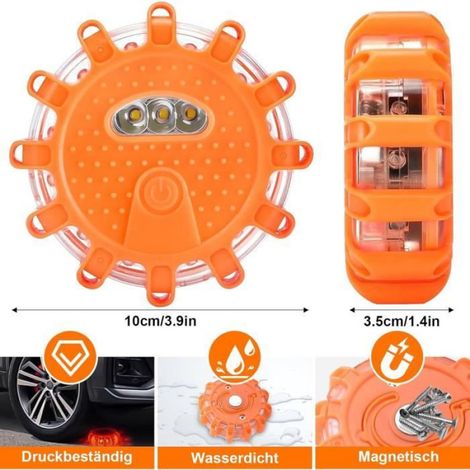 2 PCS Gyrophare, Aimant, LED, 9 Modes, SOS, Voiture, Camping (1/4)