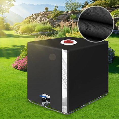 1000L IBC Tank Cover, Water Tank Cover, UV and Dust Resistant Rainwater Harvester with Cap, Protective Cover for IBC Tank Container, 116 x 100 x 120 cm, Black (1/5)