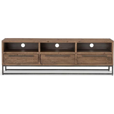 Meuble tv 3 tiroirs - Bois-Métal - Marron - Décoration d'Autrefois (1/5)