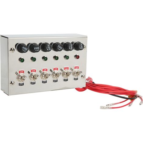 Panneau d'interrupteur à bascule à 6 gangs, DC12V 24V 15a, avec fusibles, indicateurs LED, en acier inoxydable poli, pour voitures de course, camping-car, camions