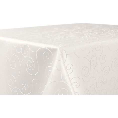 Nappe damassée ornée - Nappe infroissable - Linge de table antitache et facile d'entretien - Nappe carrée 120 x 180 cm, couleur champagne