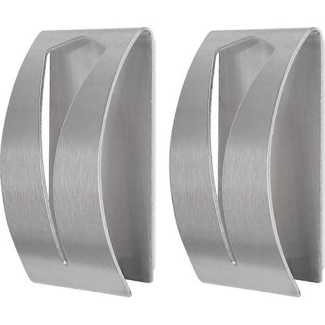 Lot de 2 porte-serviettes adhésifs muraux en acier inoxydable pour salle de bain, serviettes, torchons, tabliers, sacs poubelle, cuisine, maison et salle de bain (1/5)