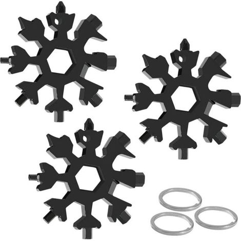MOONSTARS Outil Multifonction Flocon de Neige 18-En-1, 3 Pcs Clé à Flocon de Neige En Acier Inoxydable, Clé Tournevis Ouvre-Bouteille Clé Allen, pour les Voyages en Plein Air Camping Adventure Daily T (1/4)