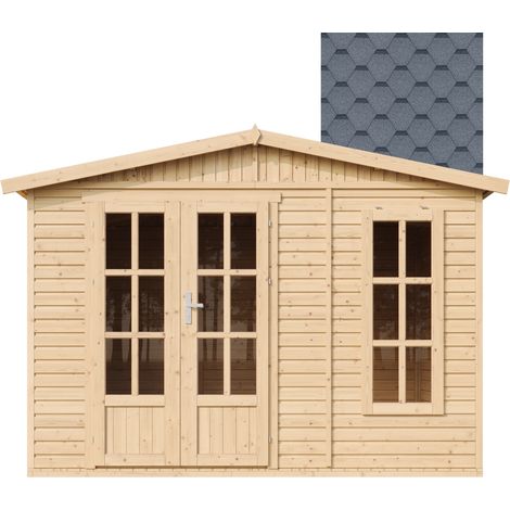 Wooden Garden Office TIMBELA M334FB+H334FBGREY, Modern Garden Cabin to Work from Home - W11ft x L7ft x H8ft, Lockable Garden House, Home Office, Workshop (1/5)