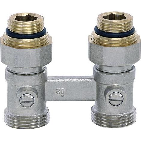 Raccord double de robinet sphérique systeme bitube fil mâle 1/2" passage intergral