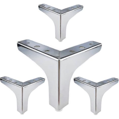 Pieds de support de canapé de style moderne avec embouts triangulaires en métal (noir, 10 cm) Lot de 4 (d-583-a) Argent 10 cm (1/5)