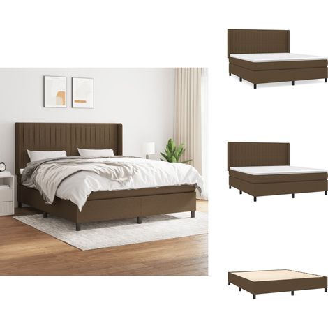 Sommier à lattes de lit avec matelas Marron foncé 160x200 cm - Lit Double - Lit Plateforme - Matelas À Ressorts Ensachés - Literie - Chambre À Coucher (1/5)