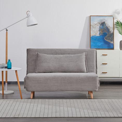 EVERGREENWEB - Poltrona Letto trasformabile Poltrona letto con Materasso Piazza e mezzo, cuscino imbottito Divanetto clic clac con Schienale Regolabile 2 posti gambe in legno Grigio Velvet 120 (1/5)
