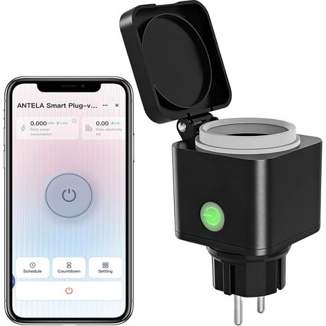 Prise Connectée WiFi Extérieure IP54, Mesure de Consommation Électrique, Compatible avec, Smart Life APP, 2.4GHz