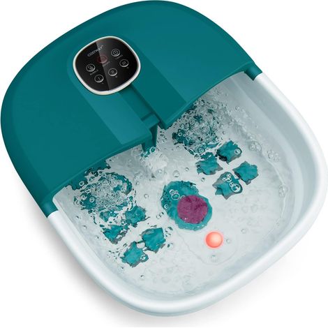 COSTWAY Masajeador Plegable para Pies con Calentamiento/Cubeta Pediluvio con Mando, Masaje con Burbujas, Masaje con Rodillo, Caja, Piedra Pómez y 3 Temperaturas Regulables (Turquesa) (1/5)