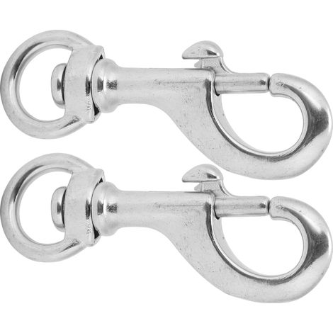 Set aus 2 80-mm-Drehaugenkarabinern aus Edelstahl 316, Einzeltauchclip. (1/5)