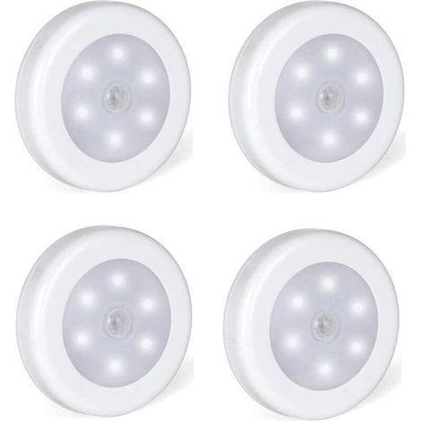 Lot de 4 Lampe adhésive LED, Eclairage LED Détecteur de Mouvement avec Base Magnétique (Alimenté par batterie) (1/4)