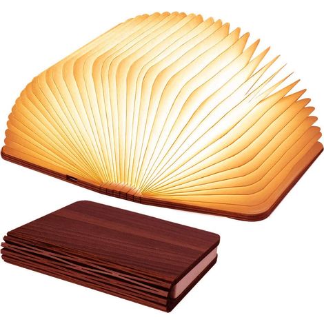 Lampe En Forme De Livre - Abat-Jour En Papier Pliable - Lumière Réglable 3 Couleurs - Alimentation Batterie Rechargeable 800 MAh - Idéal Pour Lecture Et Décoration Intérieure - 1 Pièce (1/4)