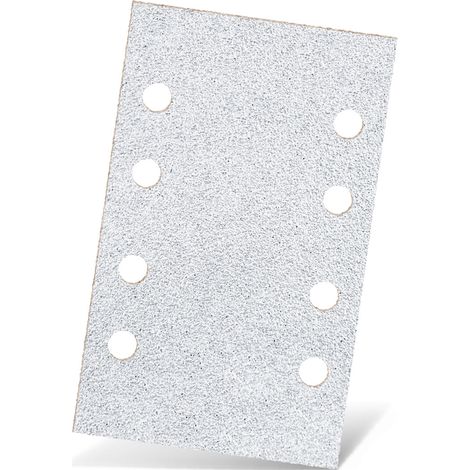 MENZER White Carte abrasive velcrate, 133 x 80 mm, 8 fori, p. Levigatrici orbitali, Corindone normale (50 Pz.) G80