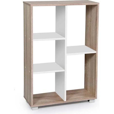 Bibliothèque modulable bicolore 60 x 24 x 87 cm, 5 étagères, design moderne