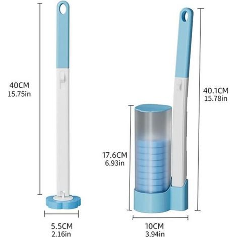 Brosse De Toilette - Avec Support Mural - 18 Têtes Jetables - PP Et Éponge - Pour Salle De Bains - 1 Pièce (1/4)