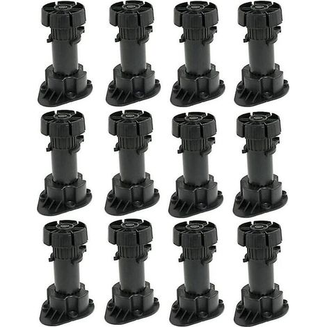 lot De 12 Pied Rglable Pour Meuble Pieds Pour Armoire En Plastique Avec Clip Fixation Base Hauteur 120  150mm (1/4)