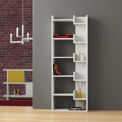 Decortie Oppa modern bookcase display unit tall 162.4cm – 5 tiers shelving – high-quality engineered wood – easy assembly and maintenance (1/3)