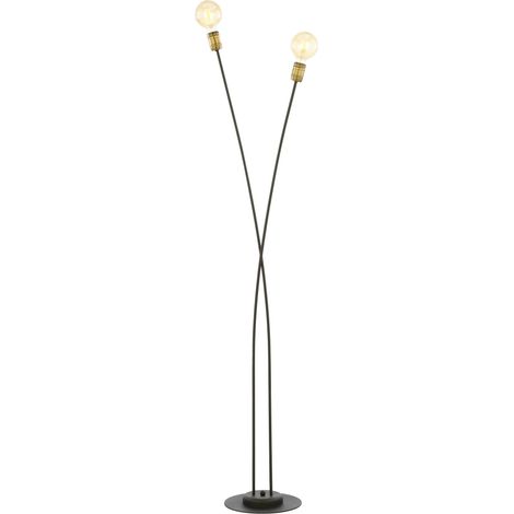Lampada da terra loft doppia nero oro 2xE27 Jupiter