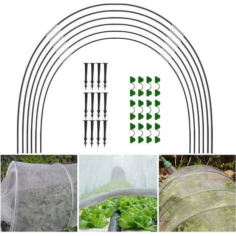 Arceaux serre tunnel en fibre de verre, lot de 18, support surélevé pour cultures/jardinage (1/4)