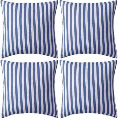 Set 4 cuscini cuscino per esterno decorazione giardino riga 45 x 45 cm blu DEC020107 (1/3)