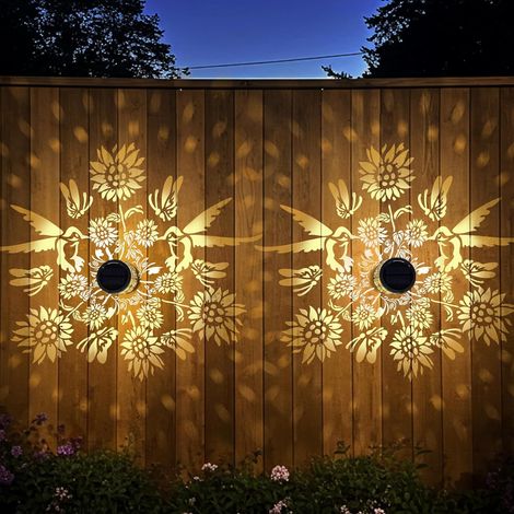 Lampe Solaire Exterieur Decorative de Jardin, Lot de 2 Applique Murale Lanterne Solaire Lampe de Clôture Étanche IP65 Pour Festive Fête Cour Table Couloir (1/5)
