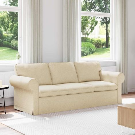 Sofa Creme 215 x 82 x 80 cm Stoff