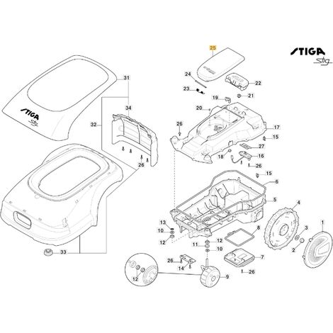 Cubierta de la pantalla ORIGINAL STIGA robot cortacésped Stig 300 381119708/0