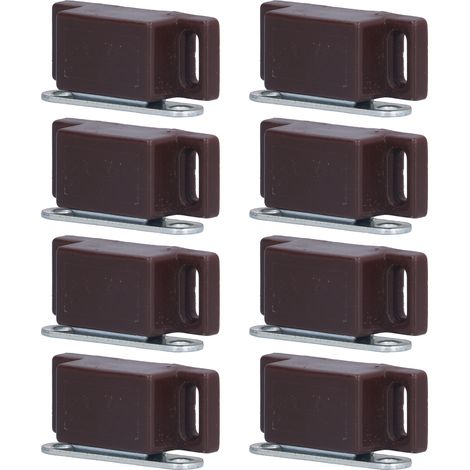 Lot de 8 aimants de porte en acier inoxydable, amortisseur de porte pour armoire, placard, meuble, marron (1/5)