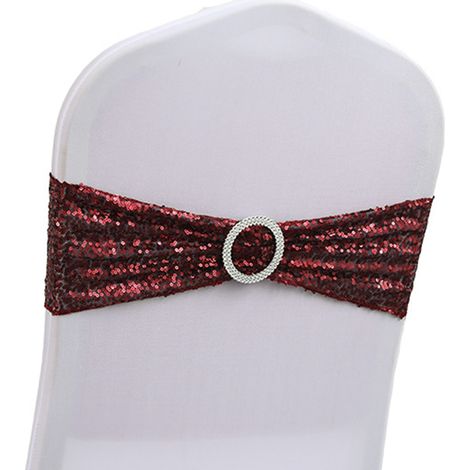 Sash Pour Chaise - Bande Élastique en Spandex et Polyester avec Paillettes - Décoration pour Mariage Fête Réception Hôtellerie - 20 Pièces (1/5)
