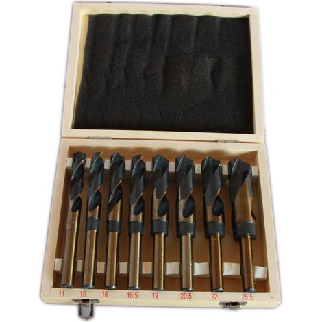Kit De 8 Forets Pour Percer Le Fer, Fraise, Coffret En Bois