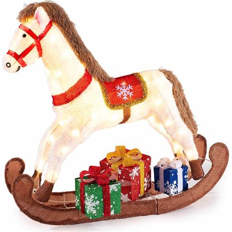 Luminaria Natalizia a Forma di Cavallo a Dondolo, Uso Interno ed Esterno