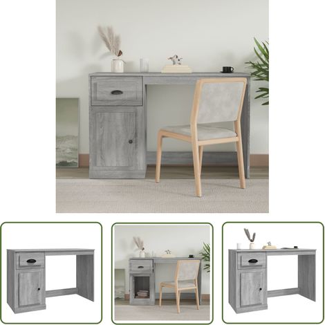 Bureau avec tiroir, Table de travail, Meuble de Bureau sonoma gris 115x50x75 cm bois d'ingénierie HYB49173 (1/5)