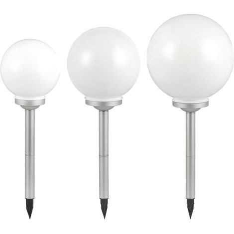 Set di 3 lampade solari a LED lampade a sfera bianche luce da giardino illuminazione di sentieri all'aperto patio terra spike lampade da esterno luci a innesto