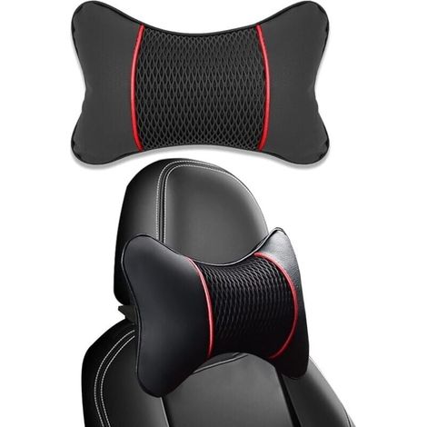 Coussin Appuie Tete Voiture Appui-Tête De Voiture En PU Cuir Avec Mousse Mémoire Oreiller Cervical Pour Voiture Appui Tete Voiture Pour Soutien Du Cou Protection De La Colonne Cervicale 1Pièce (1/4)