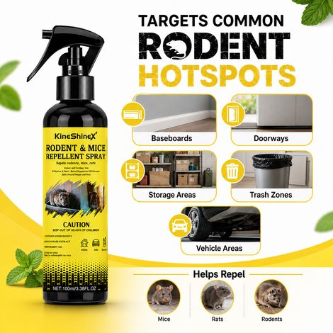 KineShineX rodent repellent spray, indoor and outdoor, for home, car, and garden use. (1/4)
