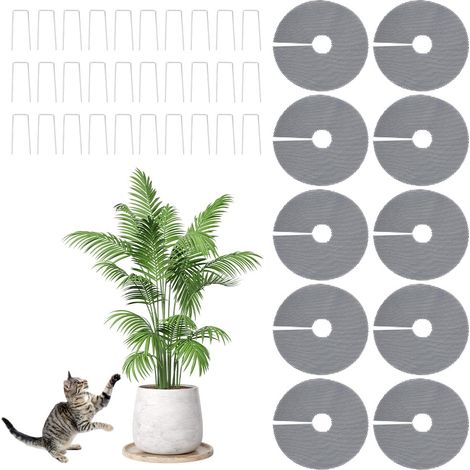 12pcs 302mm grilles pour pots fleurs de épaisseur 2 mm, découpables protections pour terreau couverture pour terreau avec 30 agrafes pour jardin et plantes en pot d'extérieur (1/5)