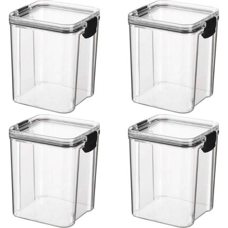 Ensemble de 4 bocaux de conservation avec couvercles - Bonbonnière - Boîte de rangement - Récipients de conservation - Conservation des aliments - Sucrier - Contenants alimentaires - Capacité 950 ml - (1/5)