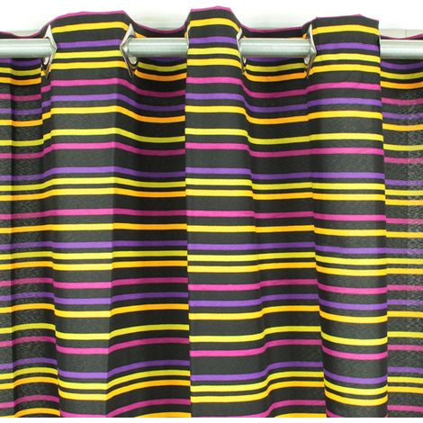 TECHNO - Rideau à rayures multicolores noir 150x250 (1/3)