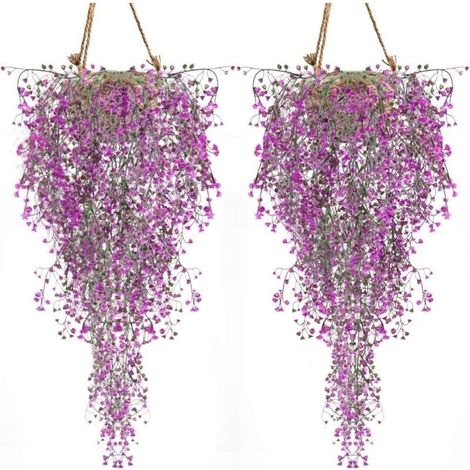 Plantes Artificis Lot de 2 Lierre Vigne Plante Artifici Intérieur Exterieur Fleur artificis pour décoration Murale et Jardin-Magenta (1/5)