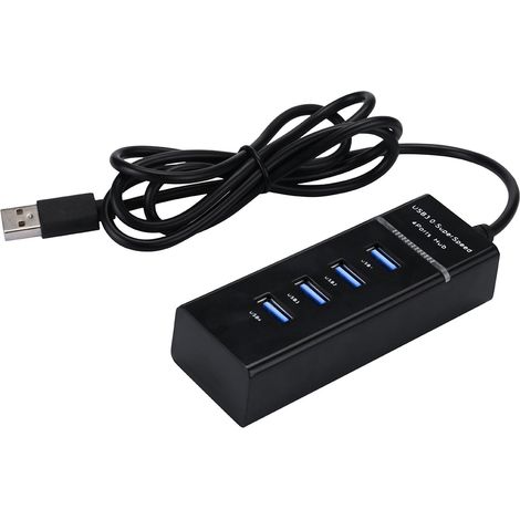 Concentrador USB de 4 puertos, divisor multi-USB, adaptador de carga USB 3.0 con cable de 1,5 metros, plug and play, apto para teléfonos móviles, tabletas y ordenadores. (1/4)