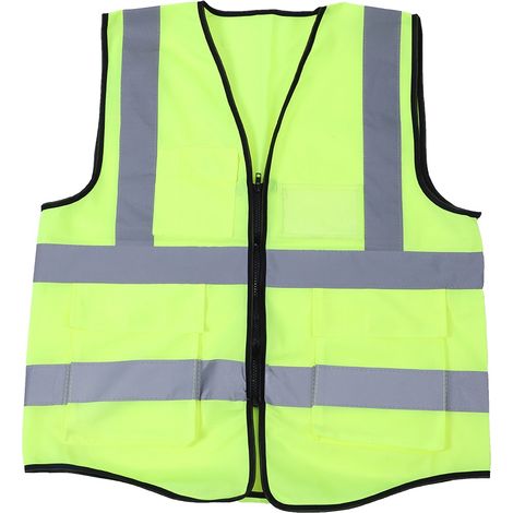 Gilet de sécurité réfléchissant multicolore, jaune fluo, brassard haute visibilité, veste de travail imperméable, taille unique, lot de 2, EPI chantier. (1/5)