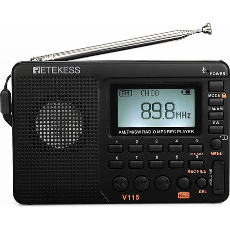 Radio portable rechargeable, radio FM AM SW (noire) (1/5)
