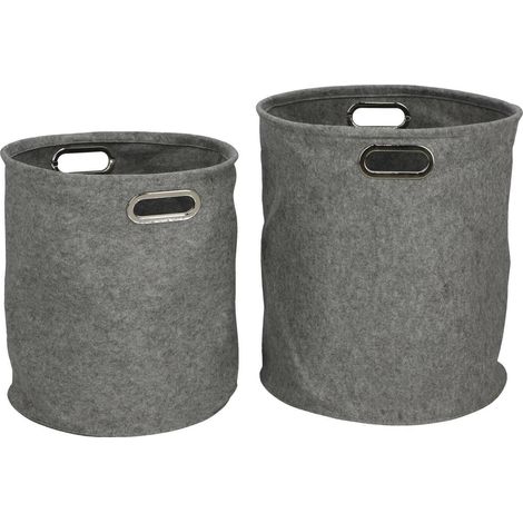 2er-Set Filzboxen RUND GRAU (1/5)